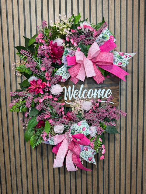 Pink "Welcome" Wreath